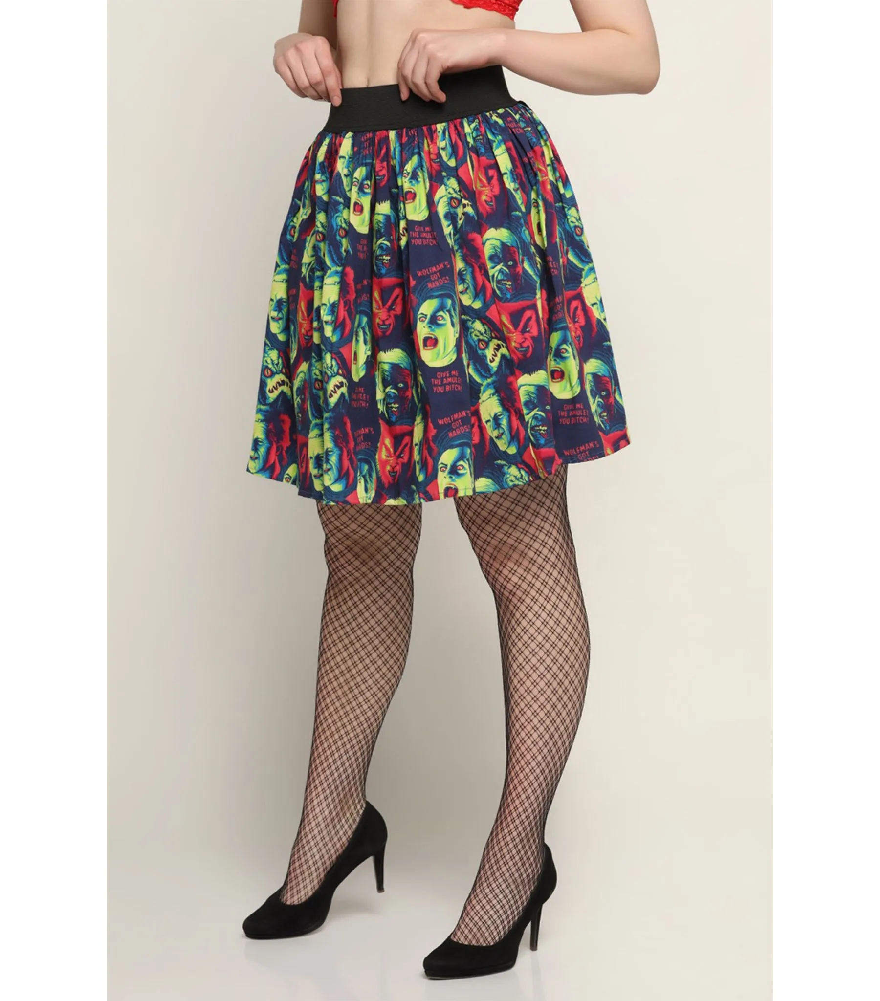 Monster Squad Printed Short Skirt