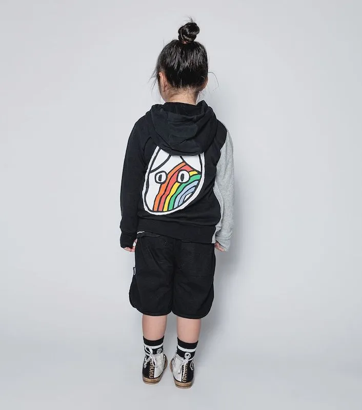 NUNUNU Rainbow Dude Patch Zip Hoodie Heather Grey/Black