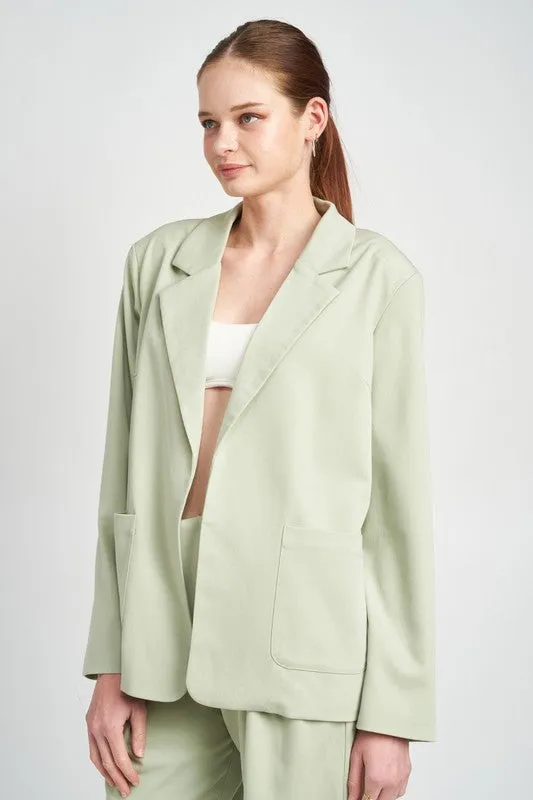 OVERSIZED BLAZER WITH WELT POCKETS