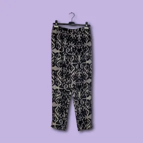 Pencil Pants in Indigo Ikat Printed Silk