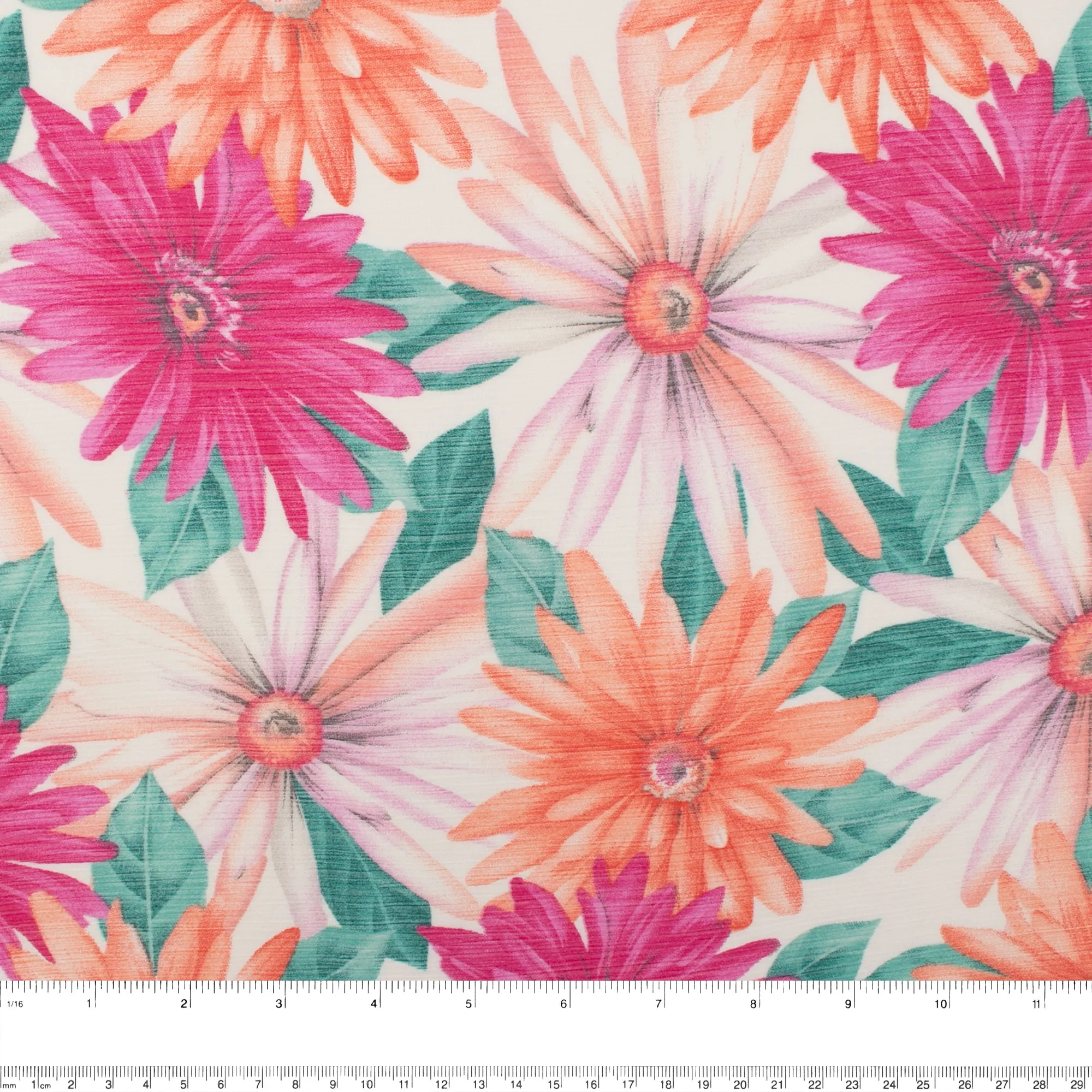 Printed Chiffon - YORYU - Gerbera - Pink