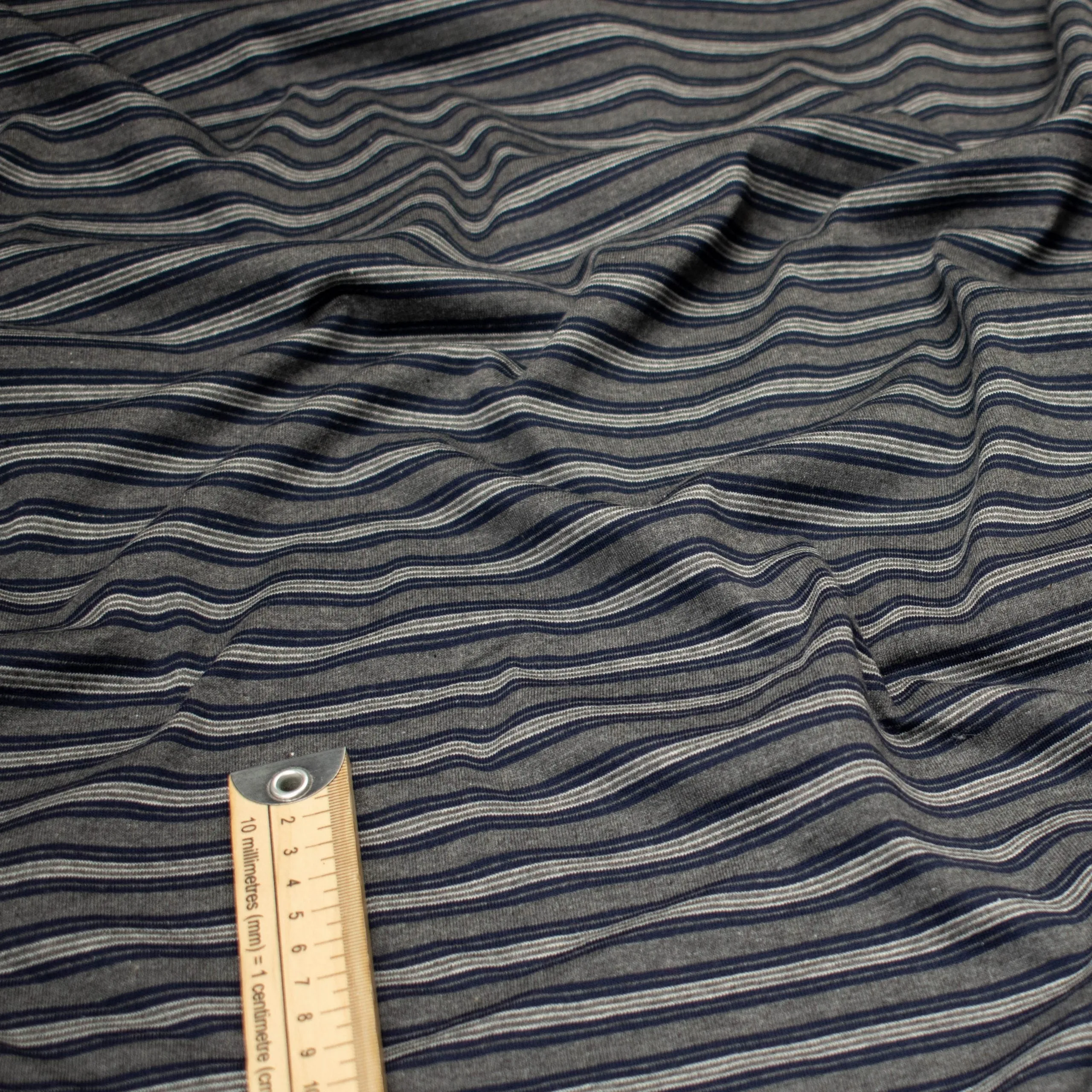 Printed Knits Design-92A Grey & Black Stripes