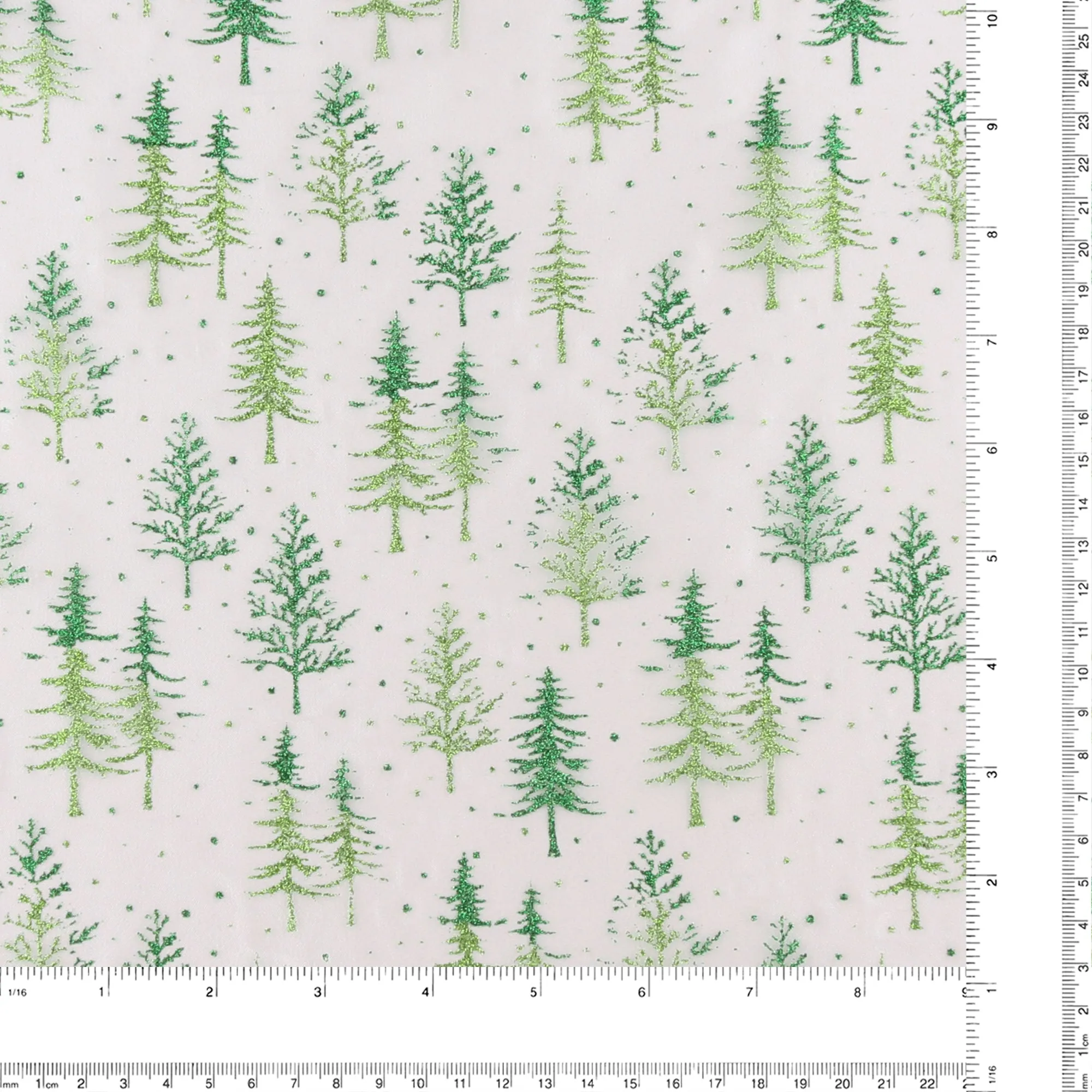 Printed Organza - GLITTER - 001 - Green