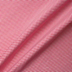 Red & White Small Checkered Silk Shantung