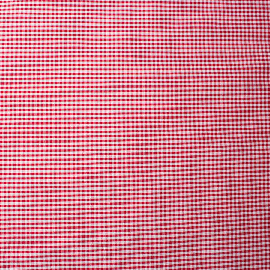 Red & White Small Checkered Silk Shantung