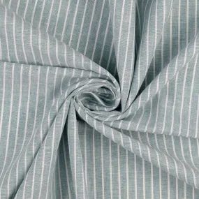 REMNANT 0.70 Metre - Stripe Sage Green Linen Cotton Fabric.