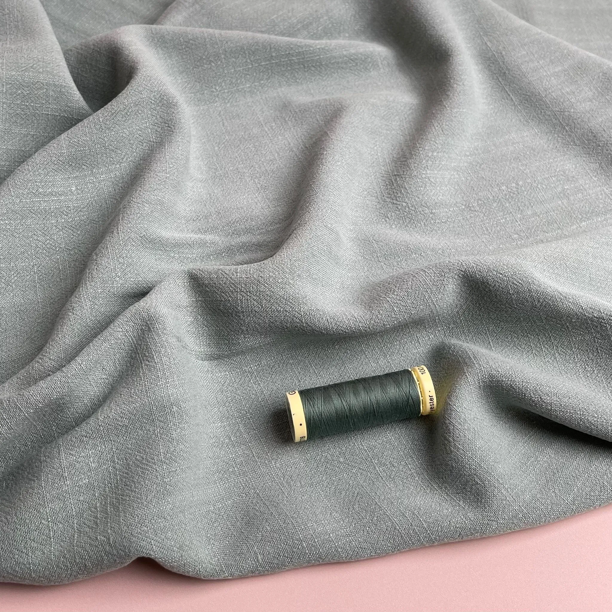 REMNANT 0.8 Metre - Flow Soft Sage Viscose Linen Blend Dress Fabric