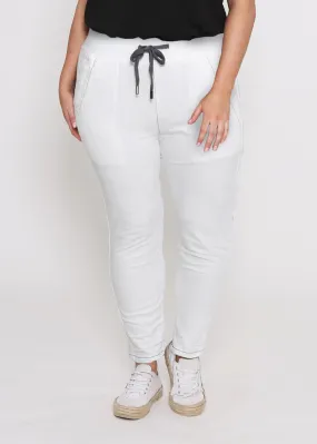 Riley Denim Joggers - White