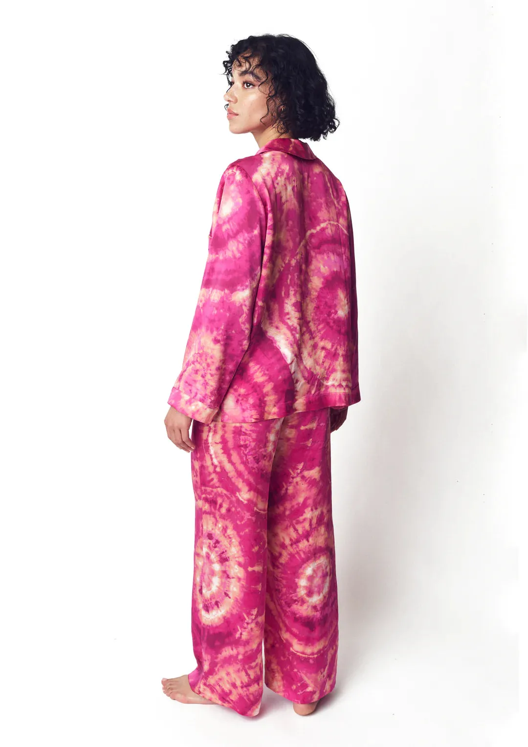 Rose Quartz Wide Leg Silk Pajama Pants