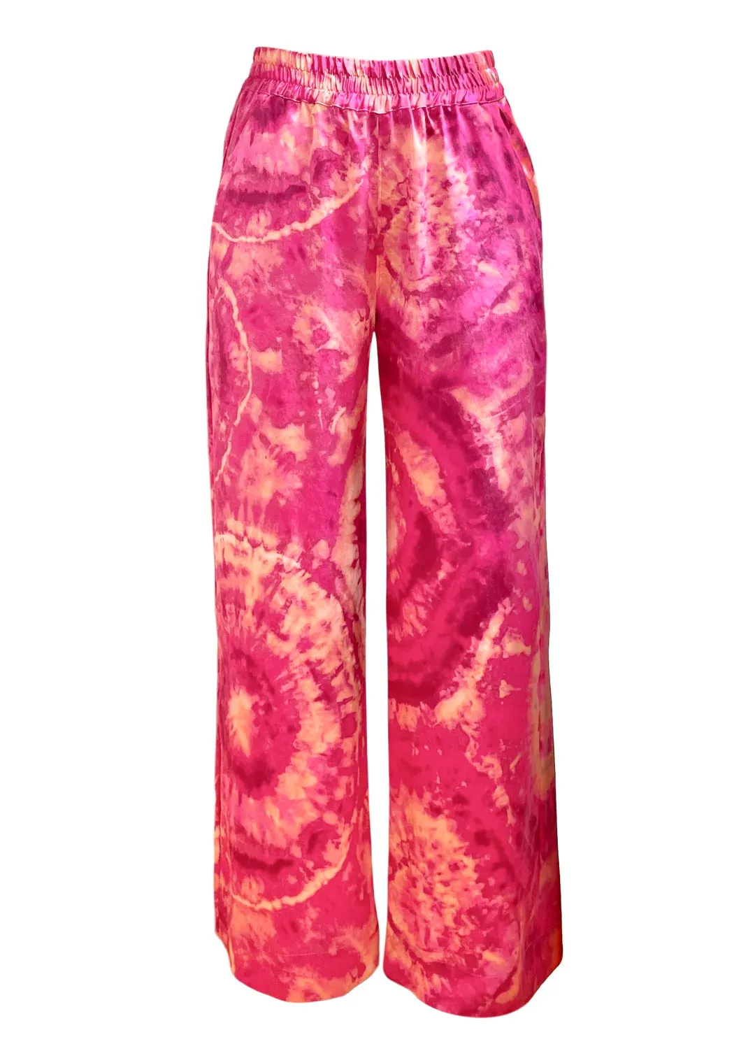 Rose Quartz Wide Leg Silk Pajama Pants