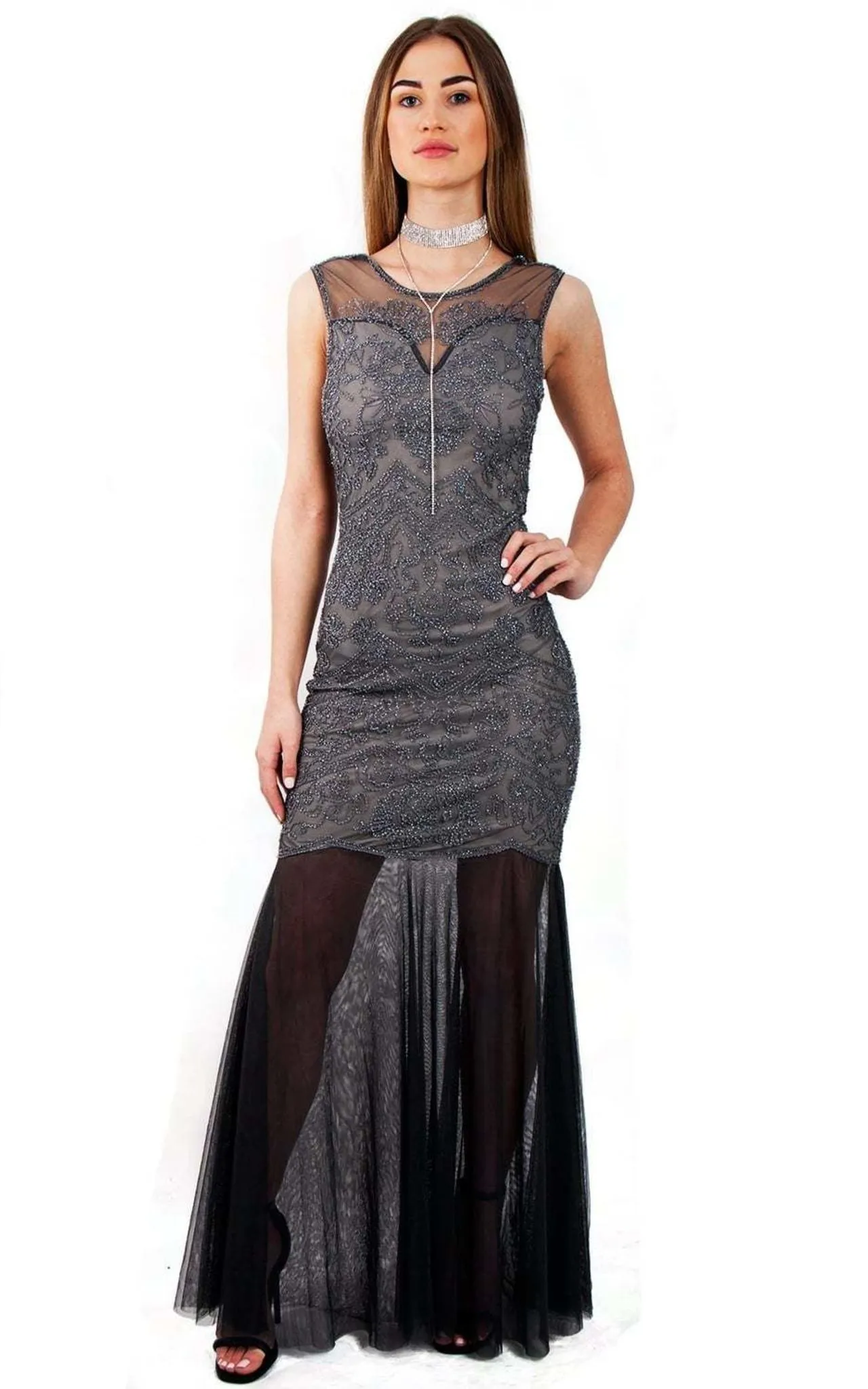 Sequin Embellished Fishtail Prom Evening Dress