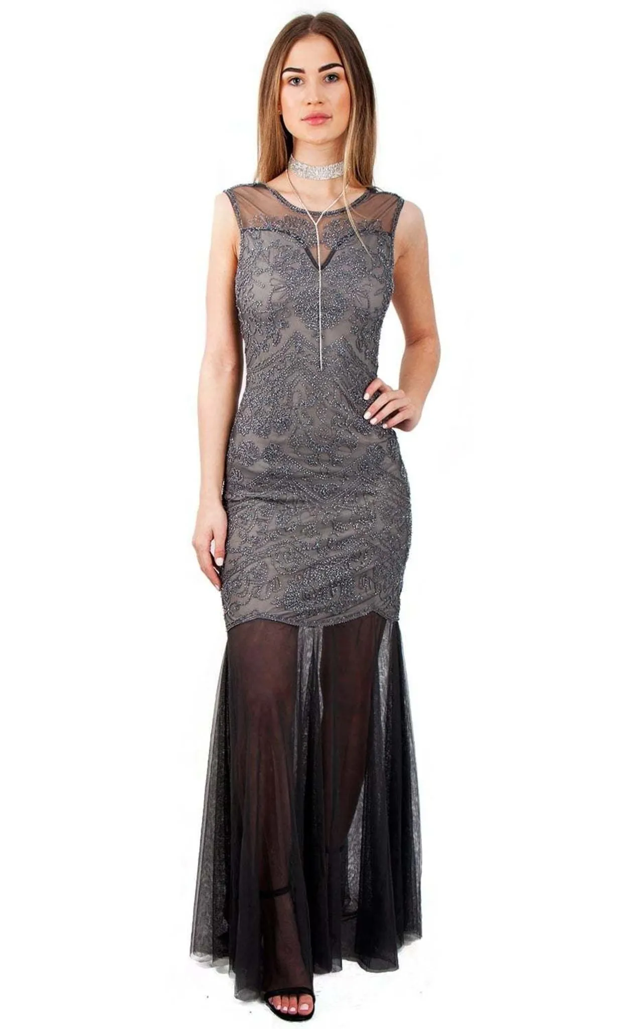 Sequin Embellished Fishtail Prom Evening Dress