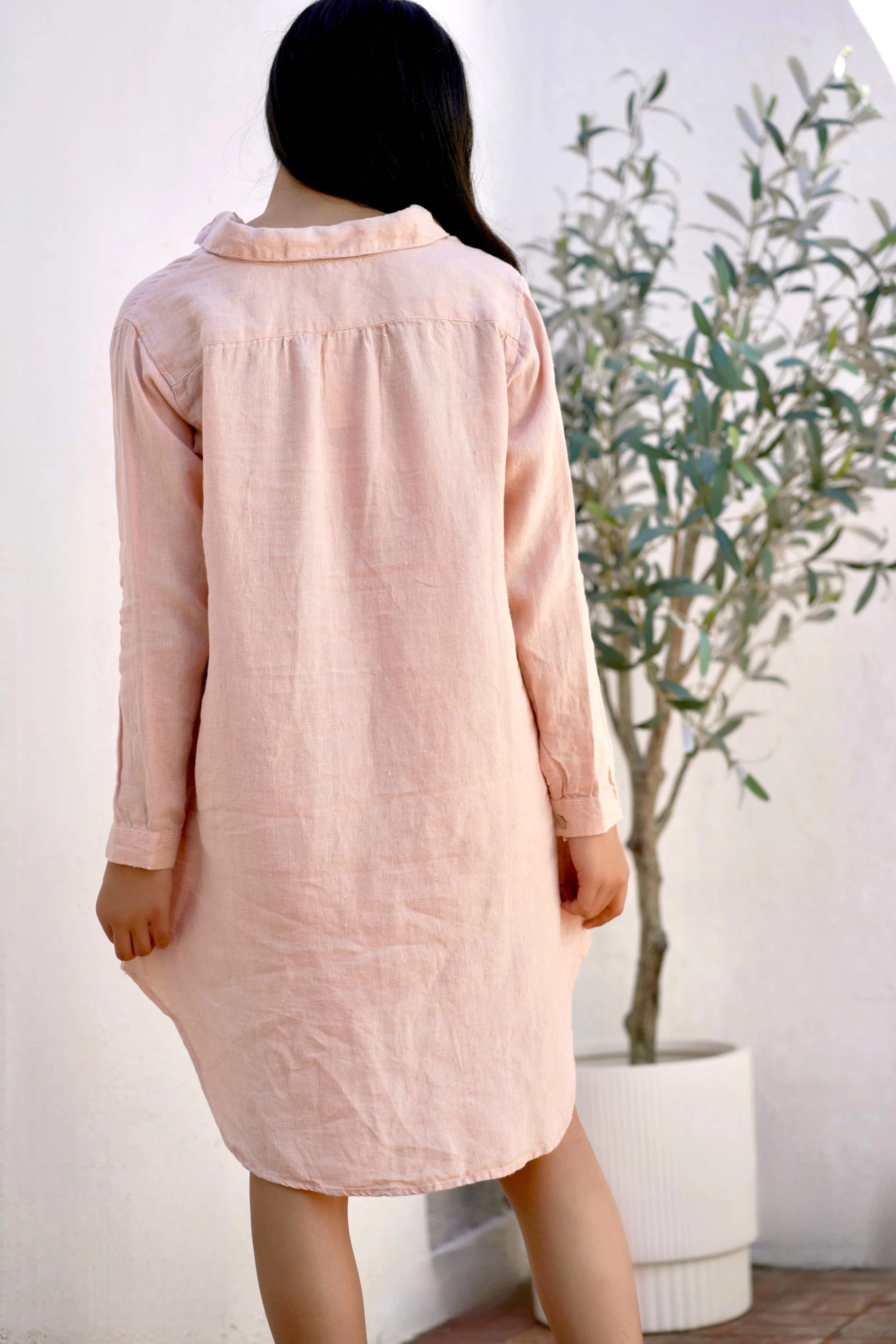 Simone Linen Dress Blush