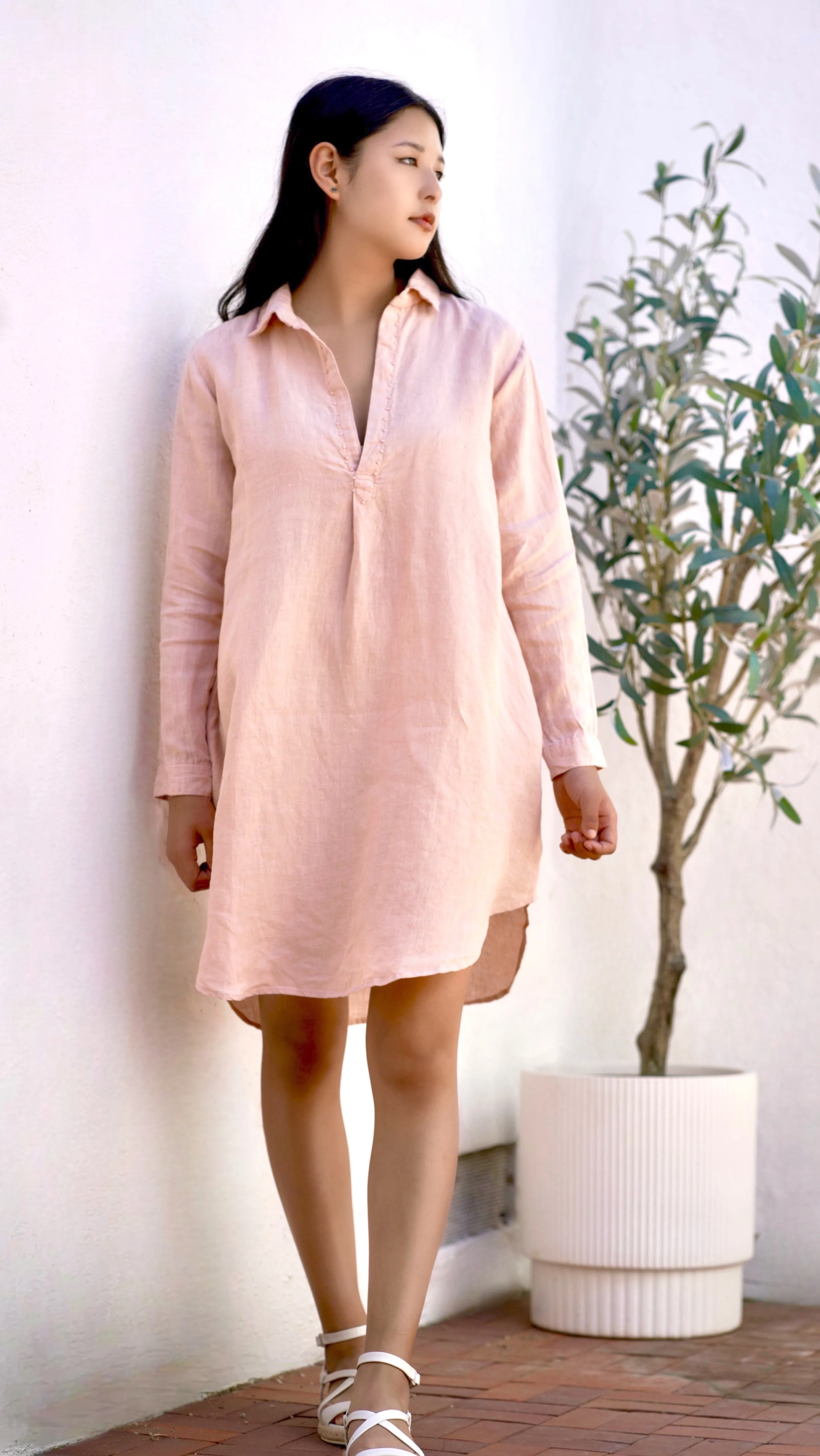 Simone Linen Dress Blush