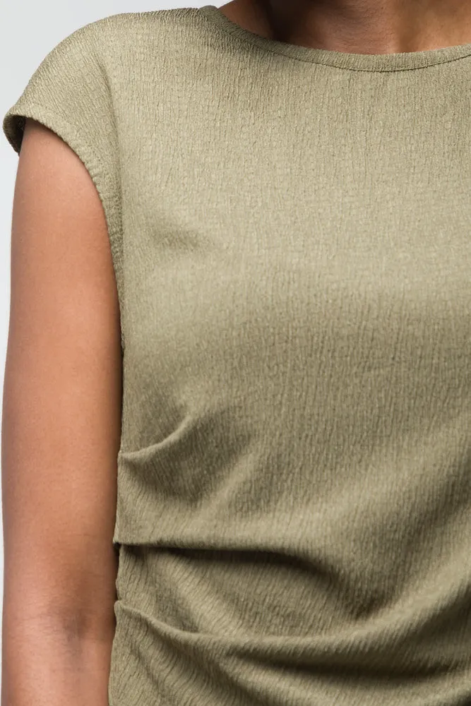 Textured Ruched Top Green