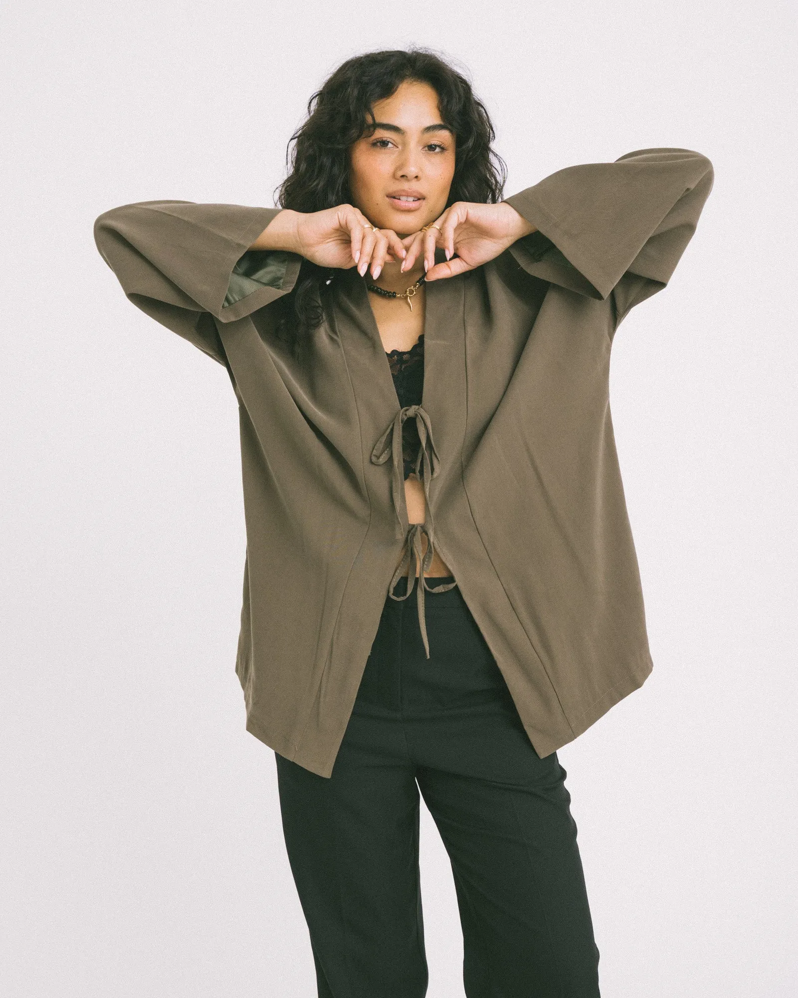 TILTIL Tencel Claire Kimono Army Green