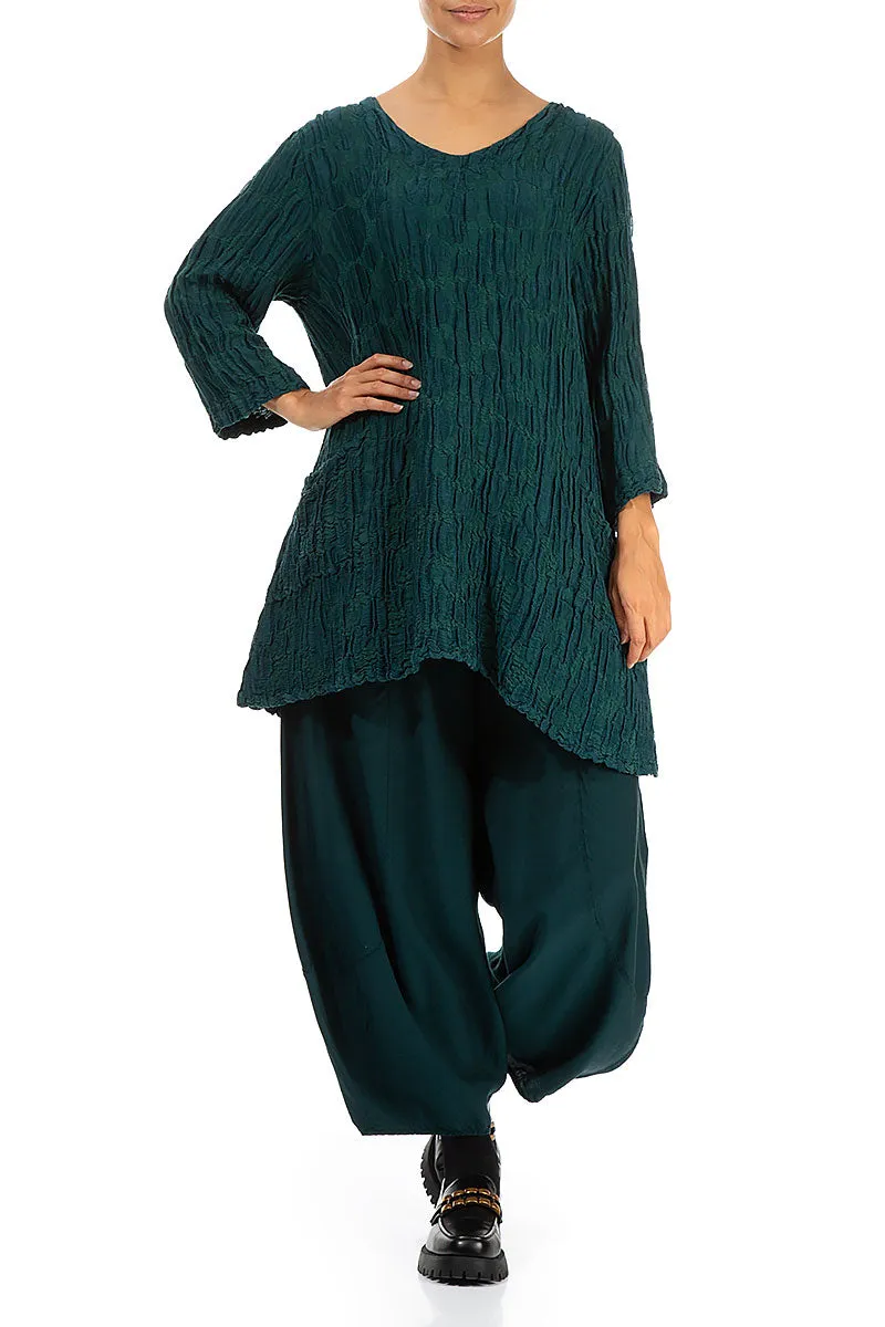 Twin Pockets Emerald Circle Silk Linen Tunic