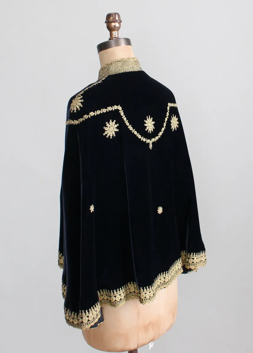 Vintage 1930s Embroidered Velvet Palestinian Wedding Cape