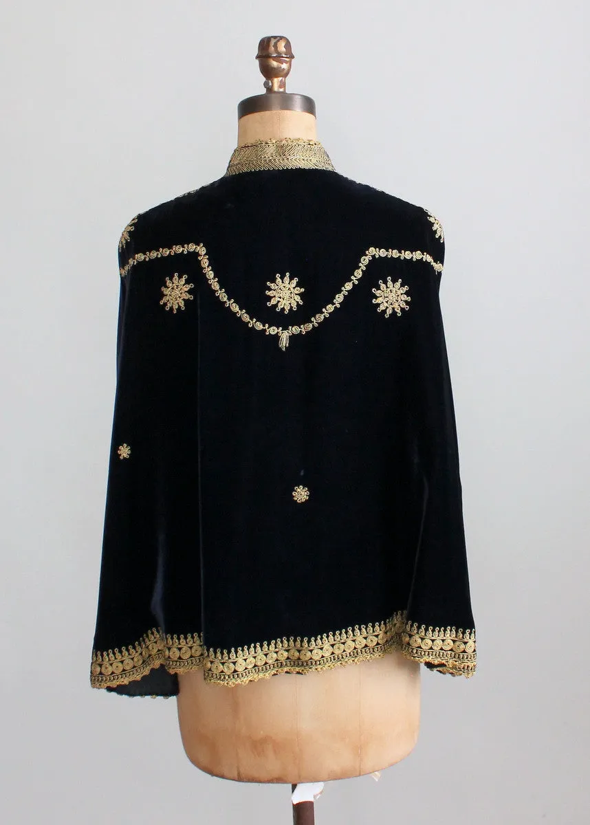 Vintage 1930s Embroidered Velvet Palestinian Wedding Cape