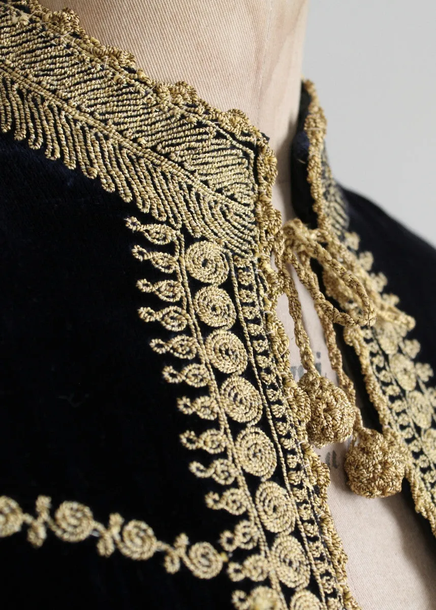 Vintage 1930s Embroidered Velvet Palestinian Wedding Cape