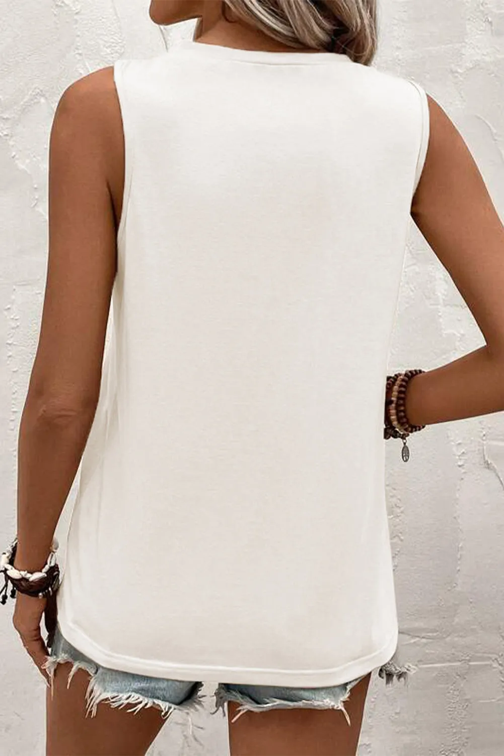 Women Casual Crew Neck Tank Tops Tunic Ruched Pleat Front Sleeveless Top